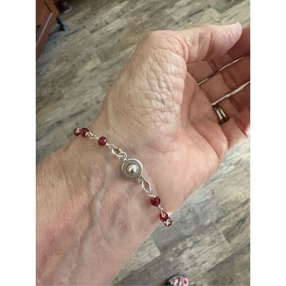 Garnet Bracelet, NEW, Handmade, Stackable, 9” - Picture 3 of 5